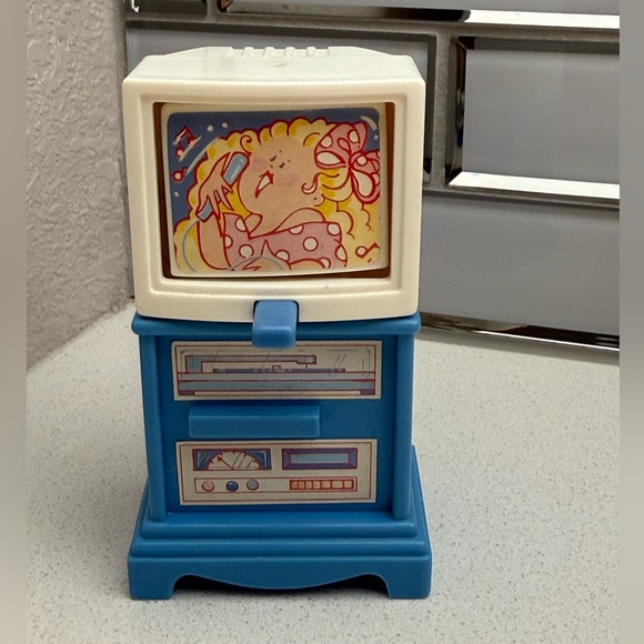 Vintage Fisher-Price Loving Family Dollhouse Blue TV Television - Picture 4 of 16